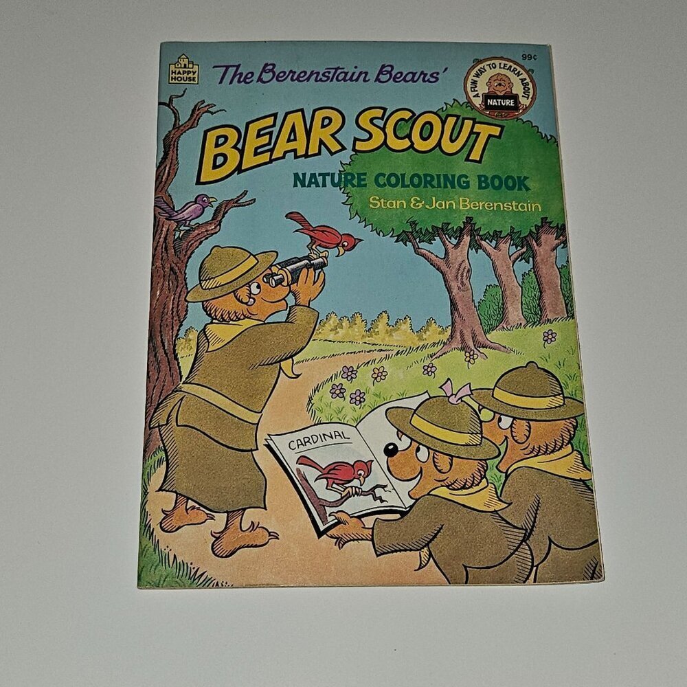 VTG Berenstain Bears Bear Scout Nature Coloring Book 1986 Happy House NEVER USED